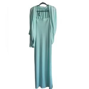 Vintage Climax by David Howard Loungewear 9/10 Two-Piece Shawl Maxi Dress Green